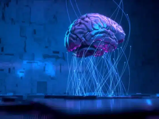 Une image de synthèse 3D d'un cerveau en gravitation