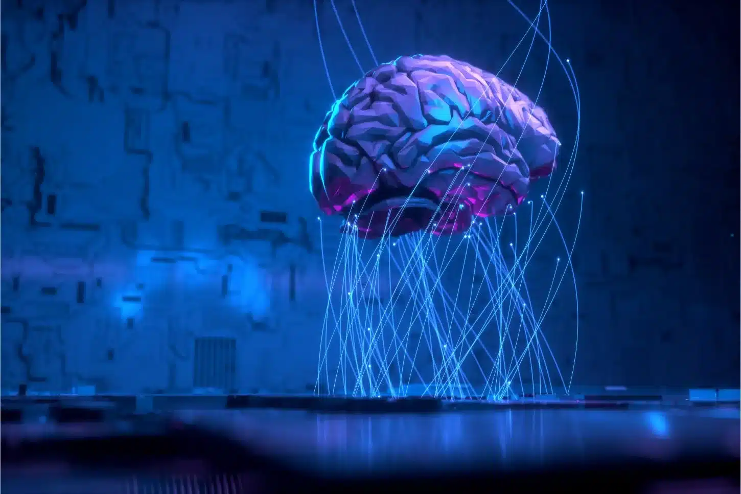Une image de synthèse 3D d'un cerveau en gravitation