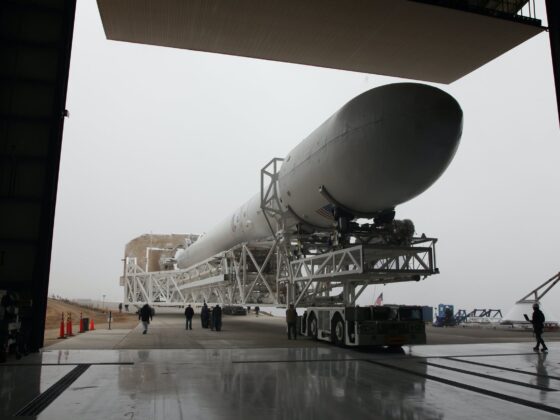 transportation of assembled rocket into hangar