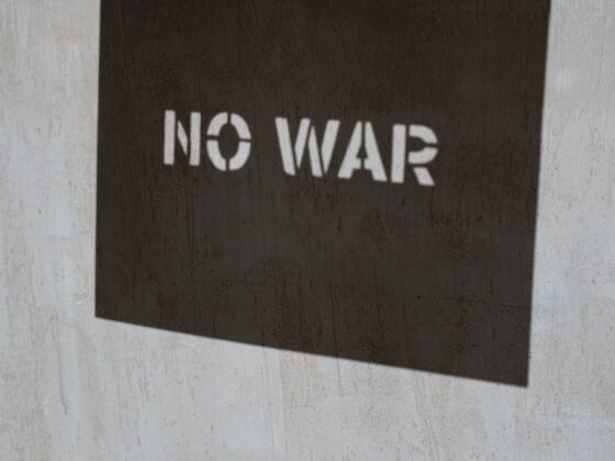 black and white no war text