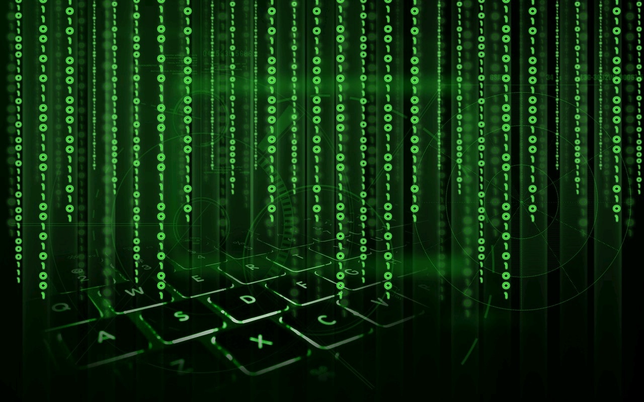 Une illustration de 0 et 1 qui tombe sur un clavier
