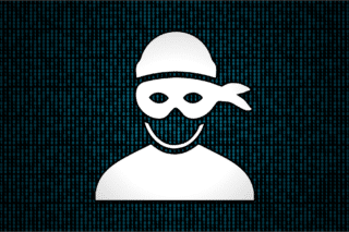 Un dessin de pirate sur un fond bleu foncé avec des 0 et des 1