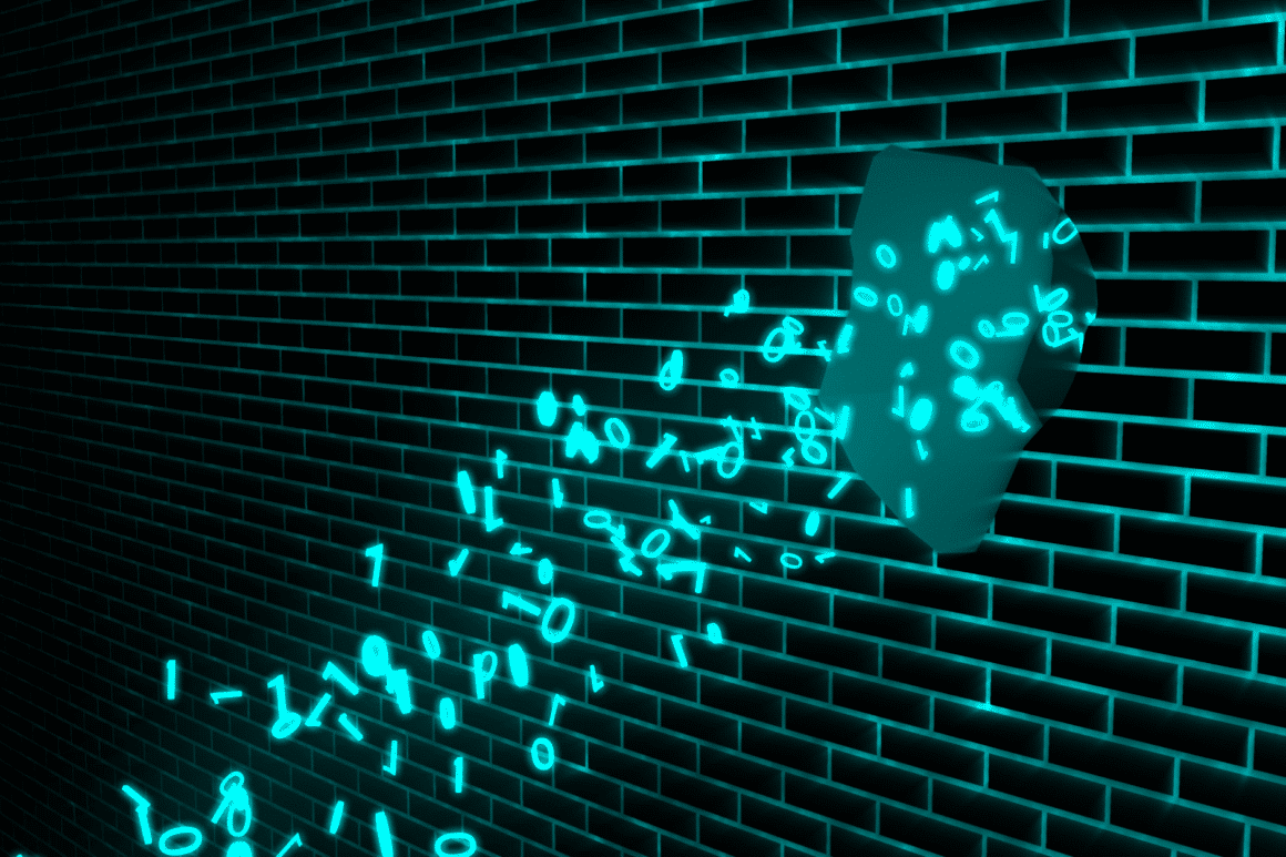 une fuite de données qui sortent d'une mur en brique