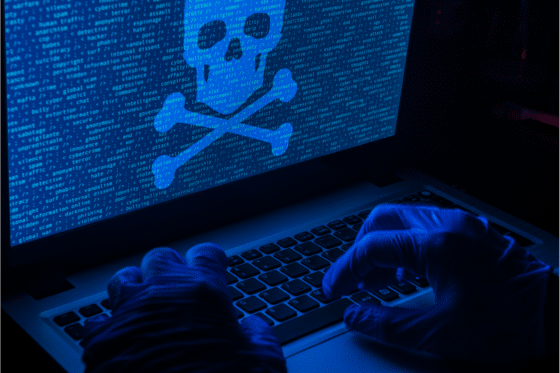 Un écran de pirate avec une tête de mort