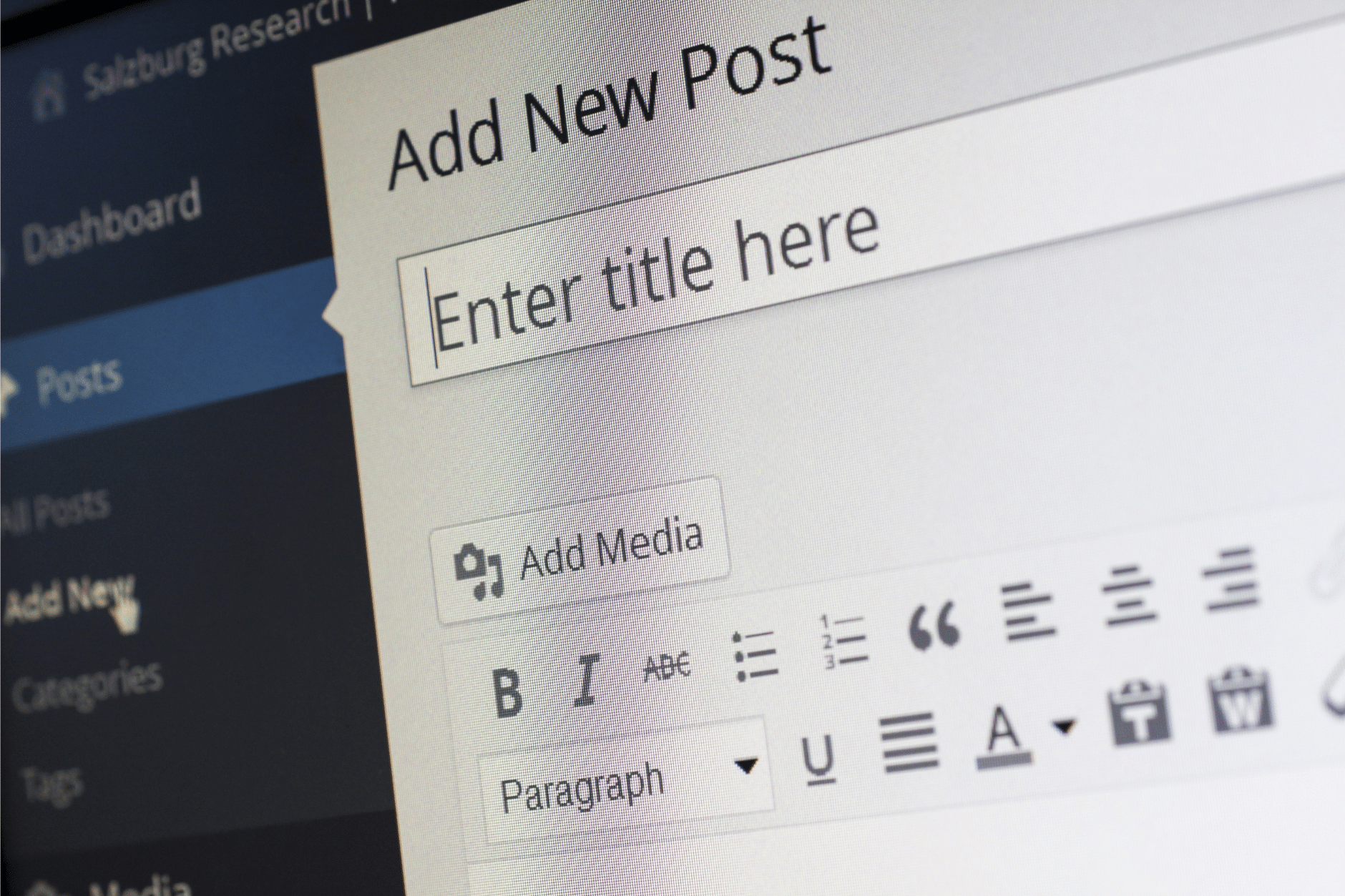 Une copie d'écran de l'interface d'édition d'un article dans Wordpress