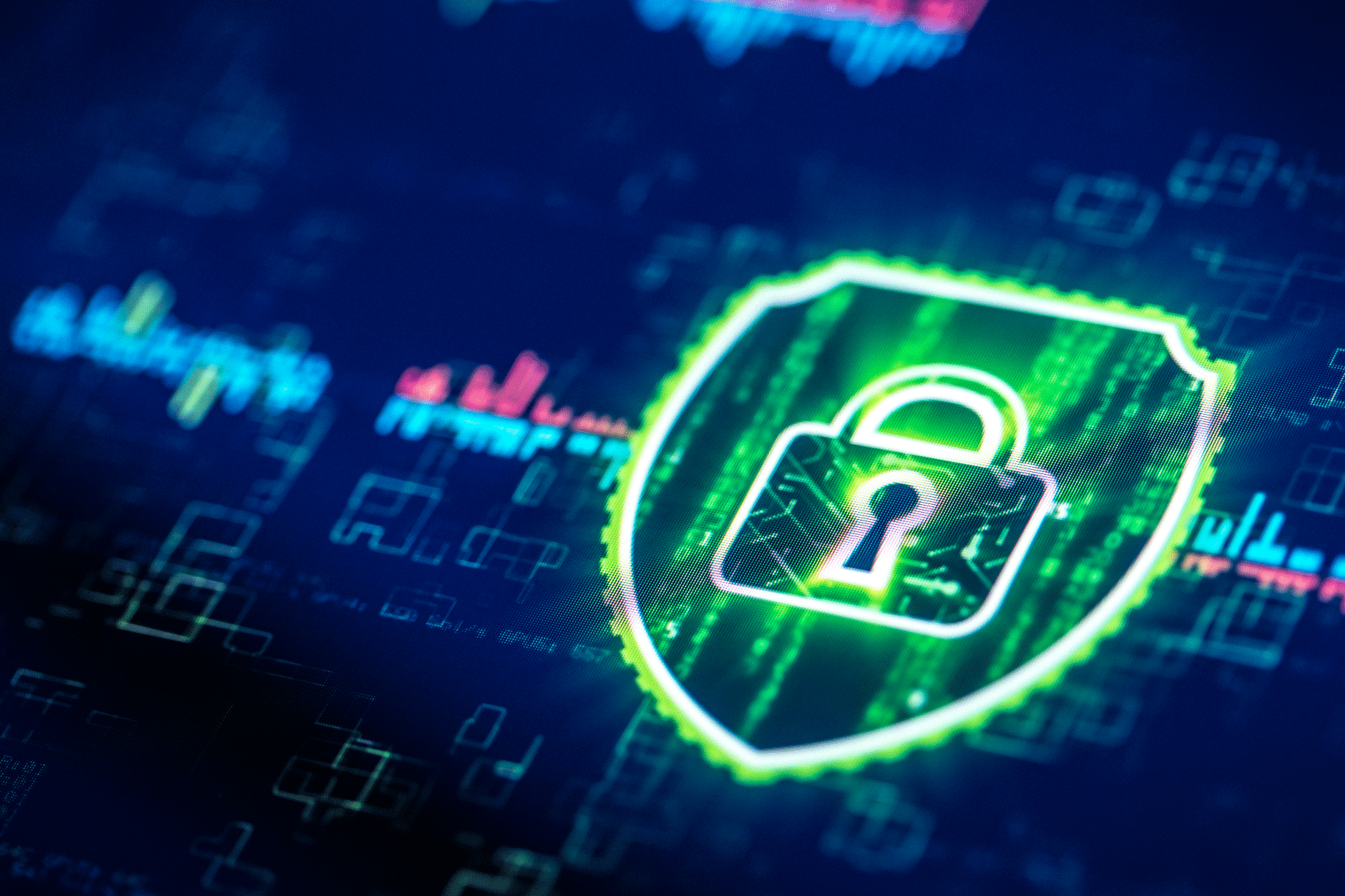 VPN un bouclier de sécurité sur un fond bleu numérique