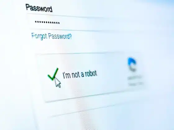 Une page web avec un CAPTCHA Je ne suis pas un robot
