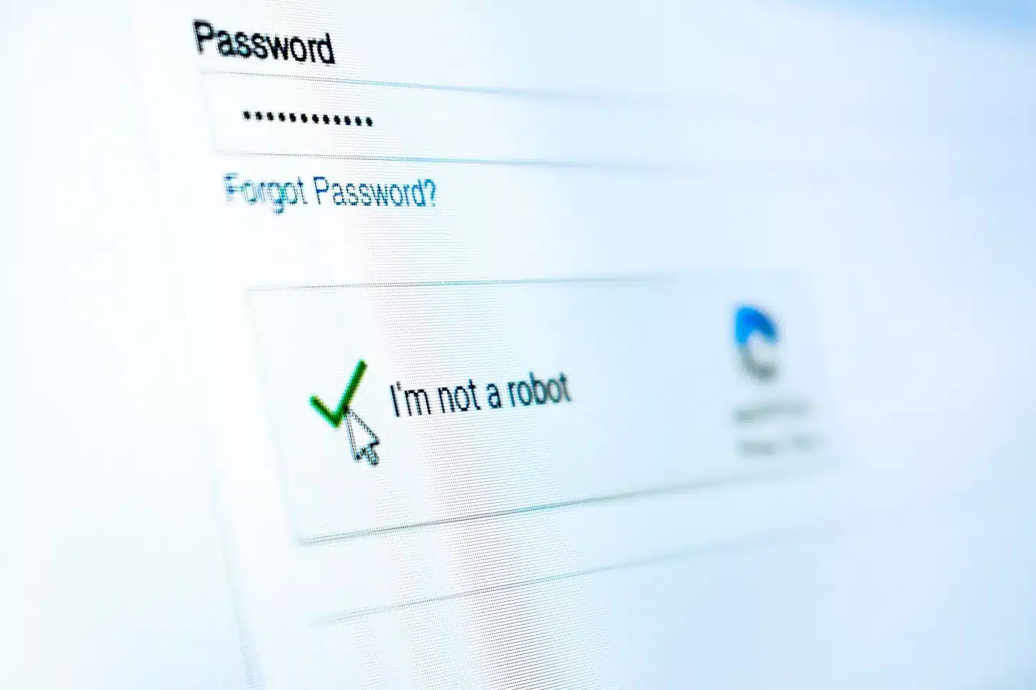 Une page web avec un CAPTCHA Je ne suis pas un robot