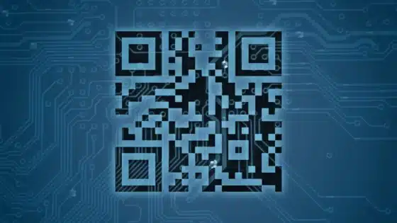 Un code QR sur un arrière-fond numérique
