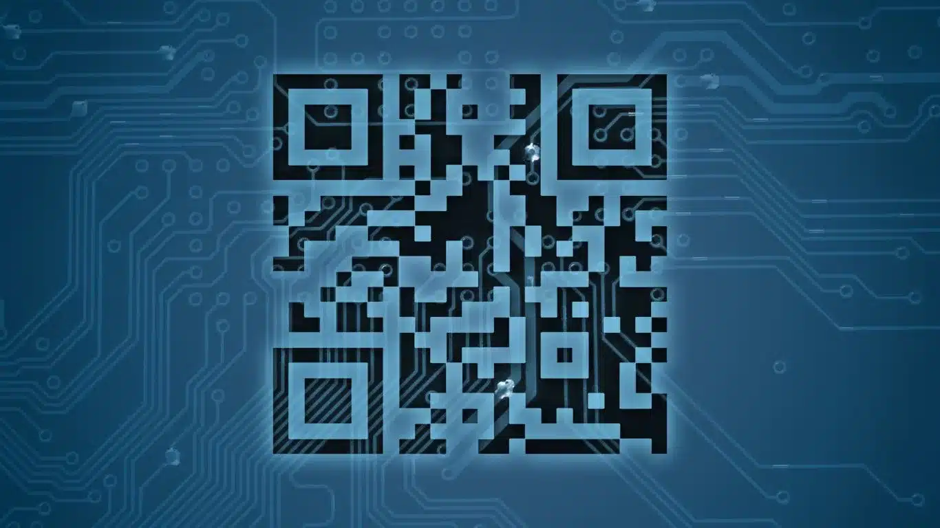 Un code QR sur un arrière-fond numérique