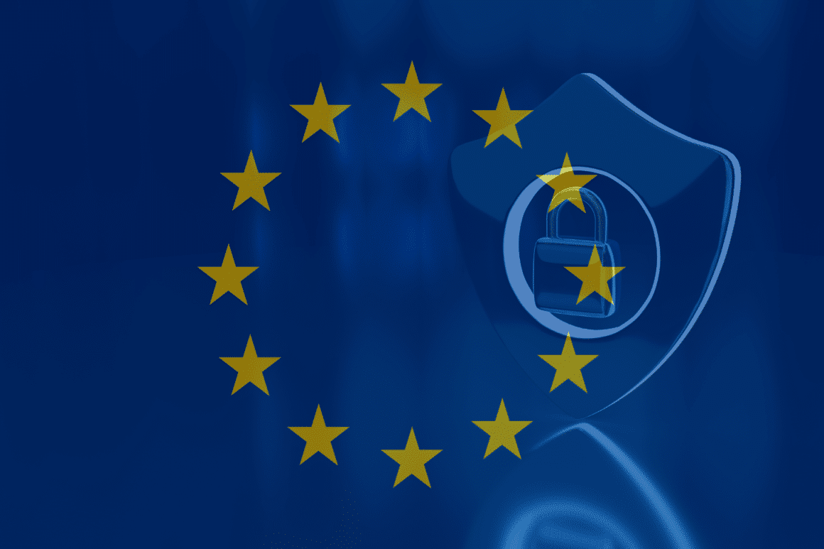 Un cadenas de securite avec le drapeau europeen en surimpression