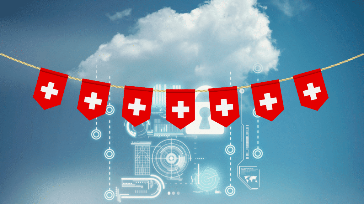 des donnees et un nuage avec des drapeaux suisses