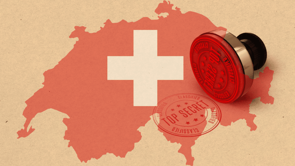 Un tampon classifie avec une surimpression de la Suisse