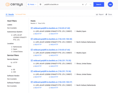 Polyfill.io Supply Chain Attack: 384,773 hosts still embedding a polyfill JS script linking to the malicious domain
