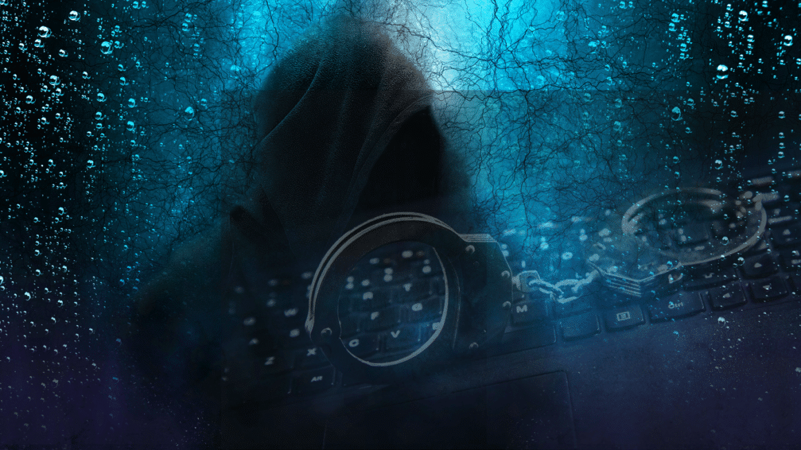 Actus des cybercriminels avec en incrusté une image de menottes sur un clavier