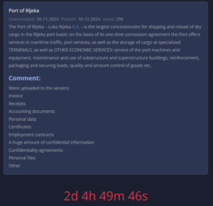 Le groupe de ransomware 8Base a piraté le Port de Rijeka en Croatie.