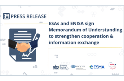 Les AES et l'ENISA signent un protocole d'accord pour renforcer la coopération et l'échange d'informations | ENISA