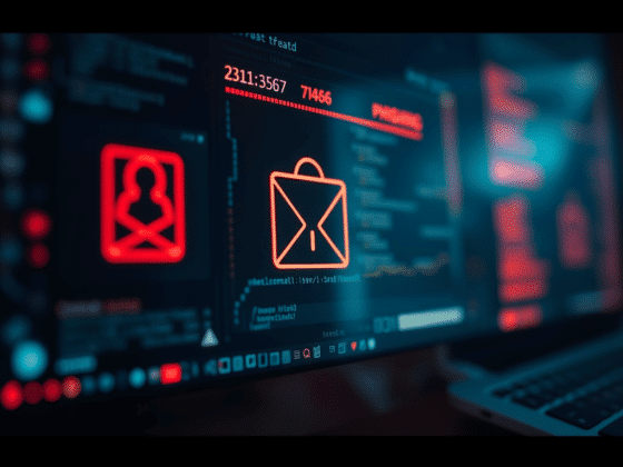 Un focus sur un écran avec du code pour créer une campagne de phishing