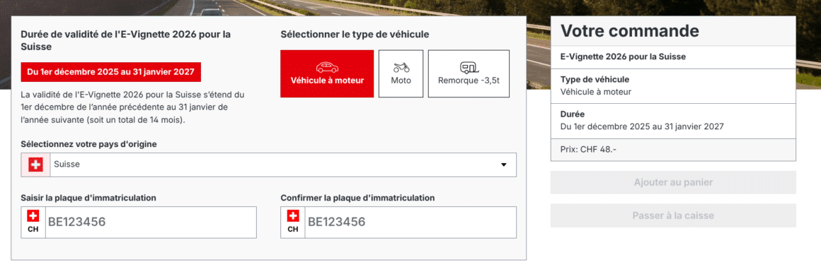 Arnaque à la vignette suisse 2026 : comment éviter le piège 8 Exemple de site frauduleux vendant des vignettes au prix surfait