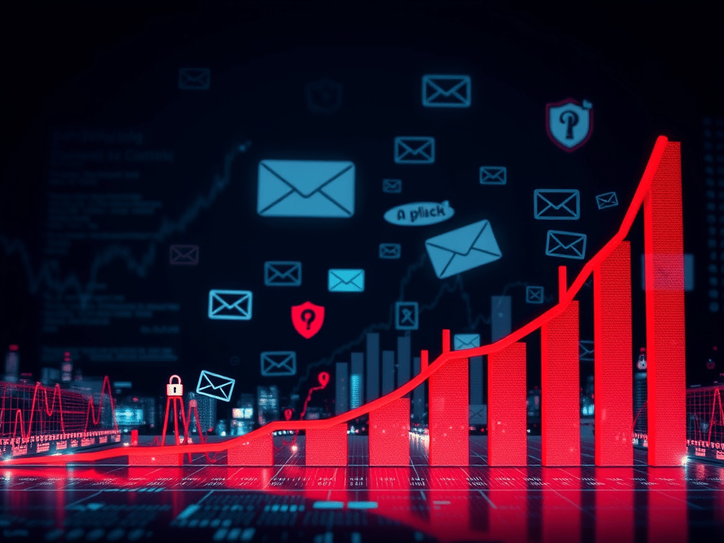 Courbe à la hausse du nombre d'attaques de phishing