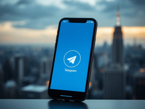 Un mobile avec le logo Telegram
