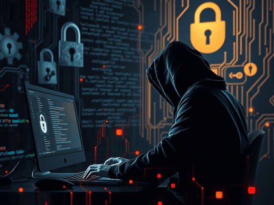 Un hacker devant son ordinateur pour coder des ransomwares