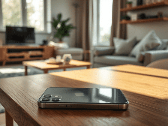Un iPhone sur une table dans un salon