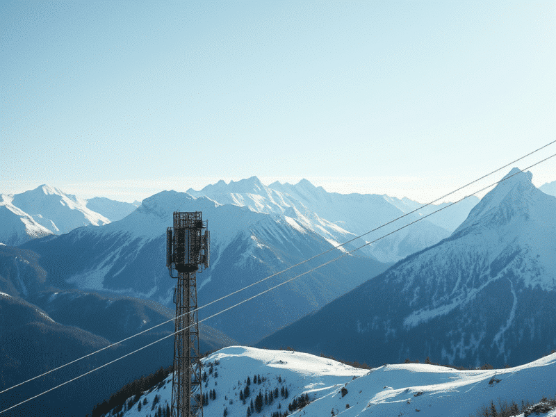 lignes de communication en Suisse au milieu de montagnes enneigées