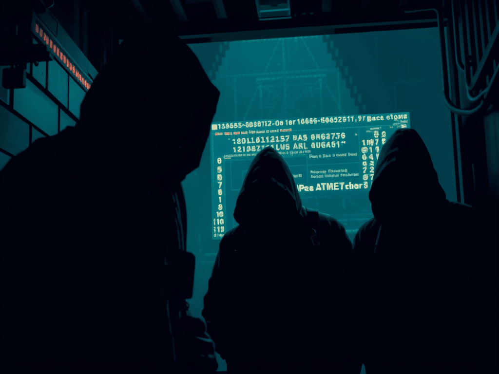 un environnement sombre avec des ombres de hackers menaçants