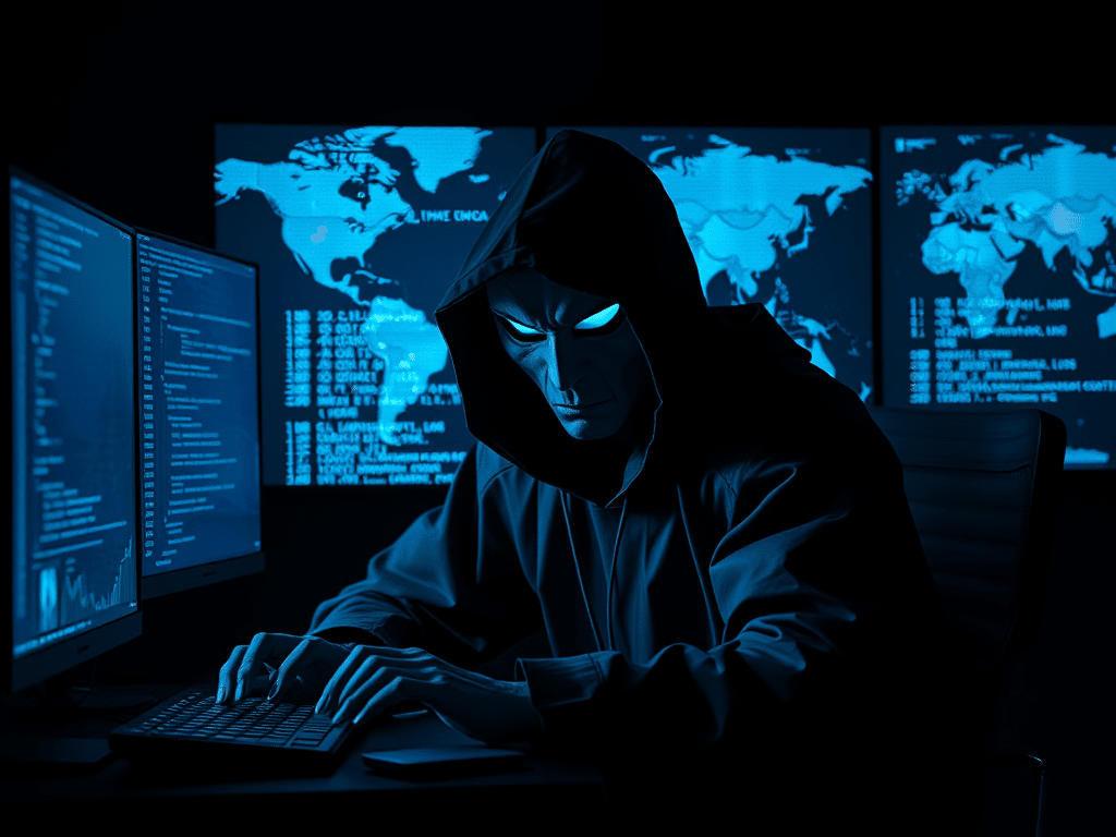 un hacker malveillant qui développe un malware pour compromettre des cryptomonnaies et voler des données