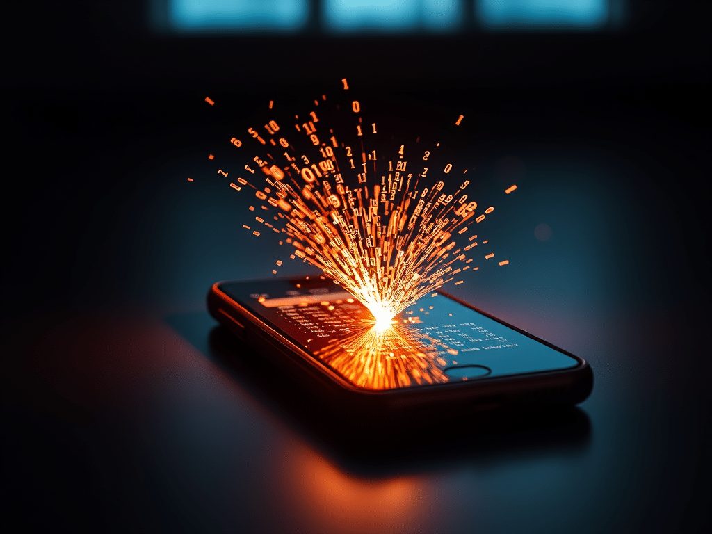 une fuite de données sortant d'un téléphone mobile