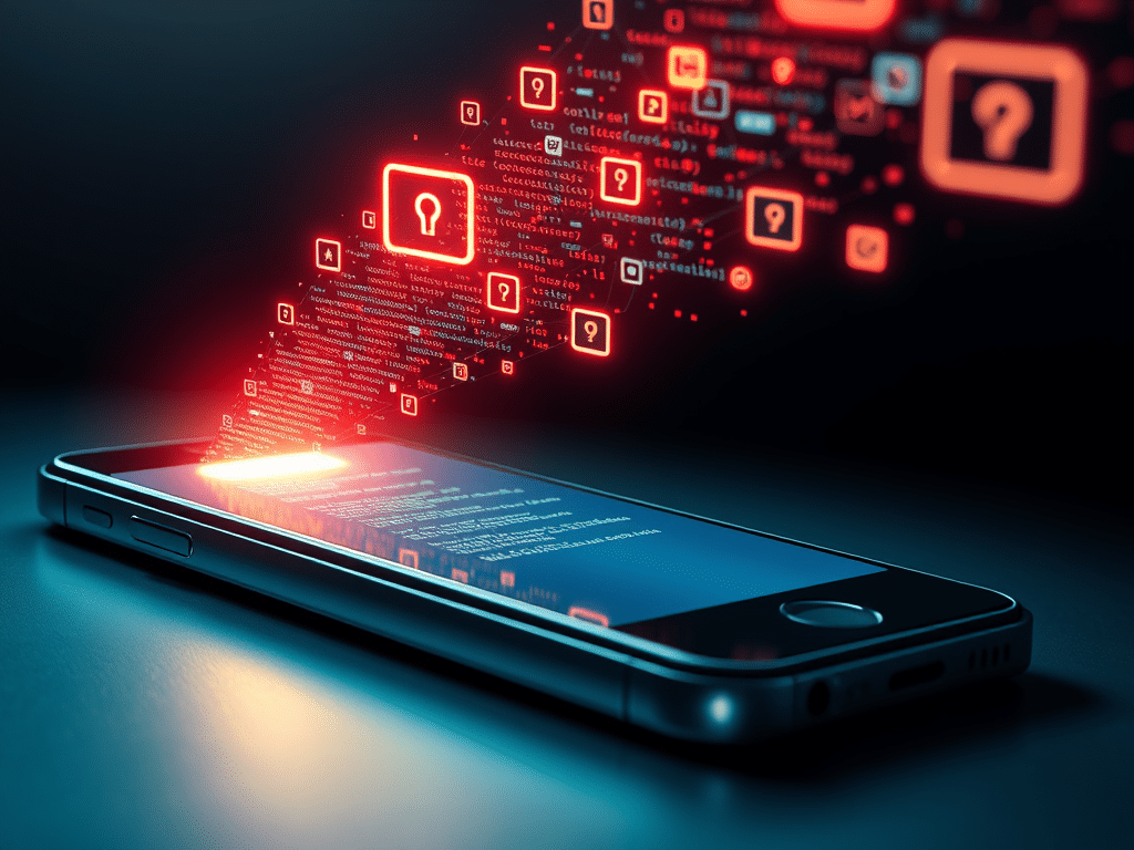 une fuite de données sortant d'un téléphone mobile
