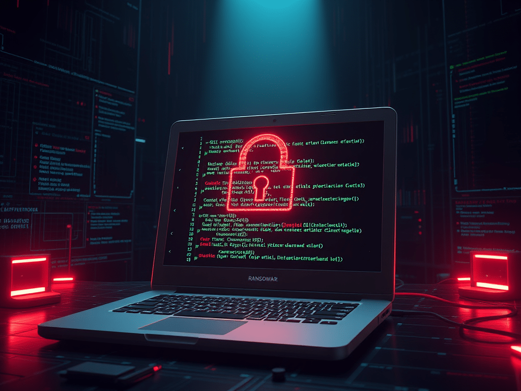 un ransomware qui chiffre des données dans un monde numérique