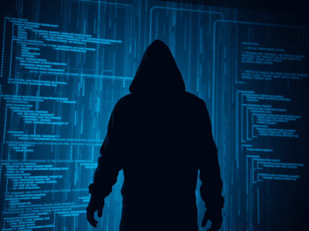 une ombre de cybercriminel qui rode dans le Dark Web