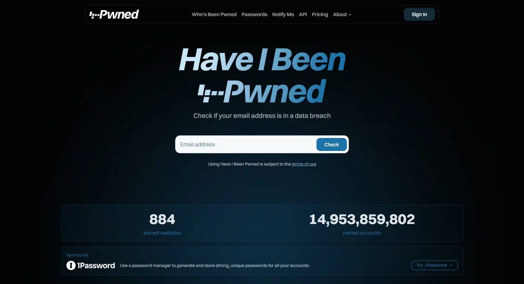 Nouvelle interface Have I been pwned 2.0