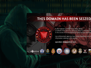 Annonce de la saisie du domaine Archetyp Market par la police criminelle allemande (BKA) et plusieurs agences internationales dans le cadre de l’opération Deep Sentinel. Affiche avec logos officiels (Europol, FBI, IRS-CI, Eurojust…), texte en anglais et visuel stylisé d’un environnement cybercriminel.