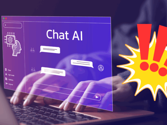Interface d’un chatbot IA sur fond violet avec mains tapant au clavier, accompagnée d’un symbole d’alerte illustrant une faille critique de cybersécurité liée aux agents IA.