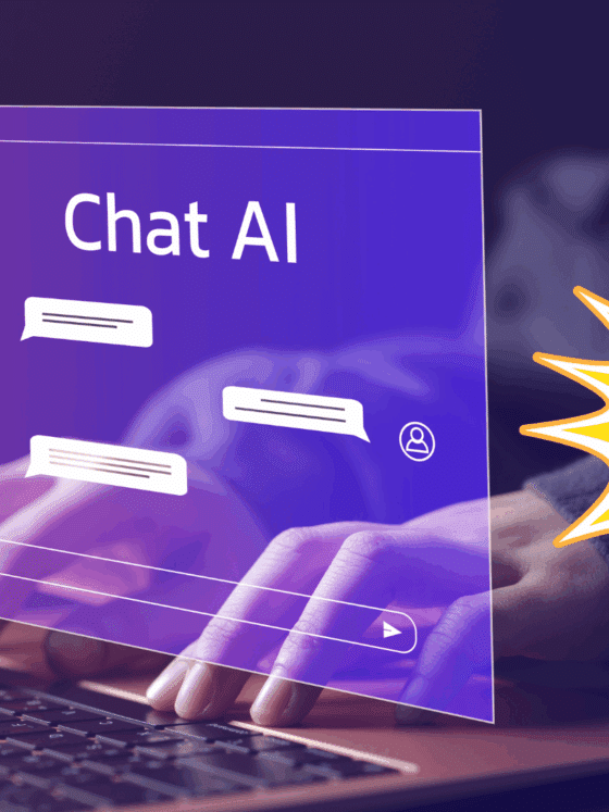 Interface d’un chatbot IA sur fond violet avec mains tapant au clavier, accompagnée d’un symbole d’alerte illustrant une faille critique de cybersécurité liée aux agents IA.