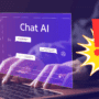 Interface d’un chatbot IA sur fond violet avec mains tapant au clavier, accompagnée d’un symbole d’alerte illustrant une faille critique de cybersécurité liée aux agents IA.