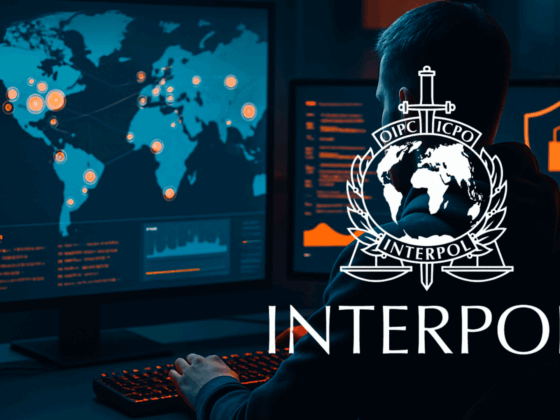 Analyste cybersécurité surveillant en temps réel des infrastructures malveillantes sur plusieurs écrans, dans le cadre d’une opération internationale coordonnée par INTERPOL contre les infostealers.