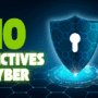 Image illustrant un bouclier numérique avec une serrure, représentant la cybersécurité, accompagnée du texte "10 directives cyber" en vert fluo sur fond technologique sombre, avec le logo "dcod" en bas à droite.