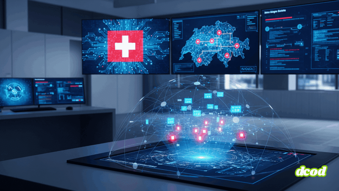 Illustration 3D stylisée et moderne d'un environnement industriel OT sécurisé par des systèmes de cybersécurité avancés. Un affichage holographique au premier plan montre un graphique de réseau complexe avec des nœuds lumineux, symbolisant la protection des infrastructures critiques. L'ambiance est professionnelle et sobre, avec une palette de couleurs équilibrée qui met en valeur le thème technologique.