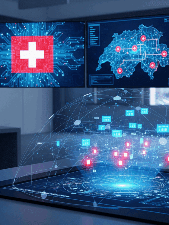 Illustration 3D stylisée et moderne d'un environnement industriel OT sécurisé par des systèmes de cybersécurité avancés. Un affichage holographique au premier plan montre un graphique de réseau complexe avec des nœuds lumineux, symbolisant la protection des infrastructures critiques. L'ambiance est professionnelle et sobre, avec une palette de couleurs équilibrée qui met en valeur le thème technologique.