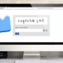 Écran d’ordinateur affichant un formulaire de vérification CAPTCHA avec un champ de saisie, une icône audio et un bouton d’envoi, dans un environnement de bureau moderne.