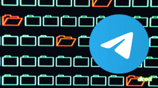 Logo de Telegram superposé à un écran affichant des icônes de dossiers, dont plusieurs en rouge signalant des fichiers potentiellement sensibles ou piratés.