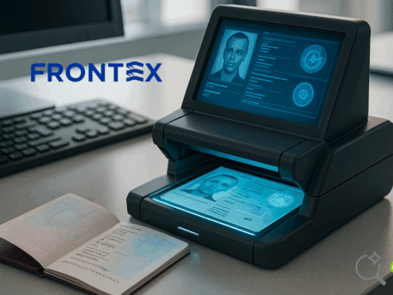Passeport scanné par un système numérique de détection de fraude documentaire