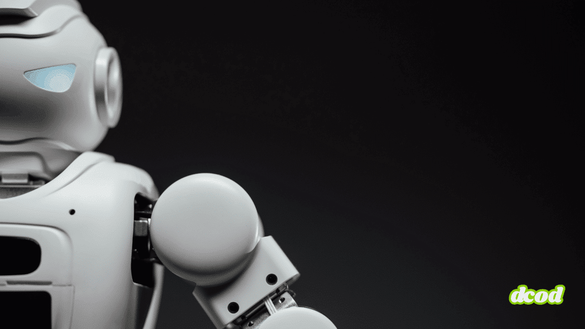 Vue rapprochée d’un robot humanoïde blanc montrant son bras articulé et une partie de son visage, illustrant l’intelligence artificielle agentique