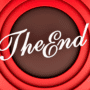 Image stylisée inspirée des cartoons classiques, avec des cercles rouges concentriques et l’inscription « The End » en lettres cursives blanches sur fond marron, évoquant une séquence de fin de dessin animé.