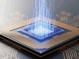Représentation visuelle hyper-réaliste d'une faille de sécurité Spectre affectant un processeur CPU