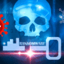 Illustration représentant une menace informatique avec une tête de mort bleue symbolisant un ransomware, une puce électronique marquée "AI" pour l'intelligence artificielle, et une icône de virus rouge, sur fond de code binaire, mettant en évidence l’utilisation de l’IA dans les cyberattaques.